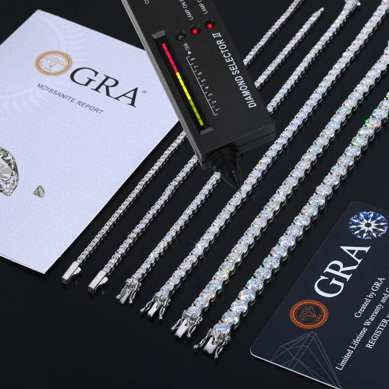 2mm - 6mm VVS1 D Moissanite Tennis Chain Necklace