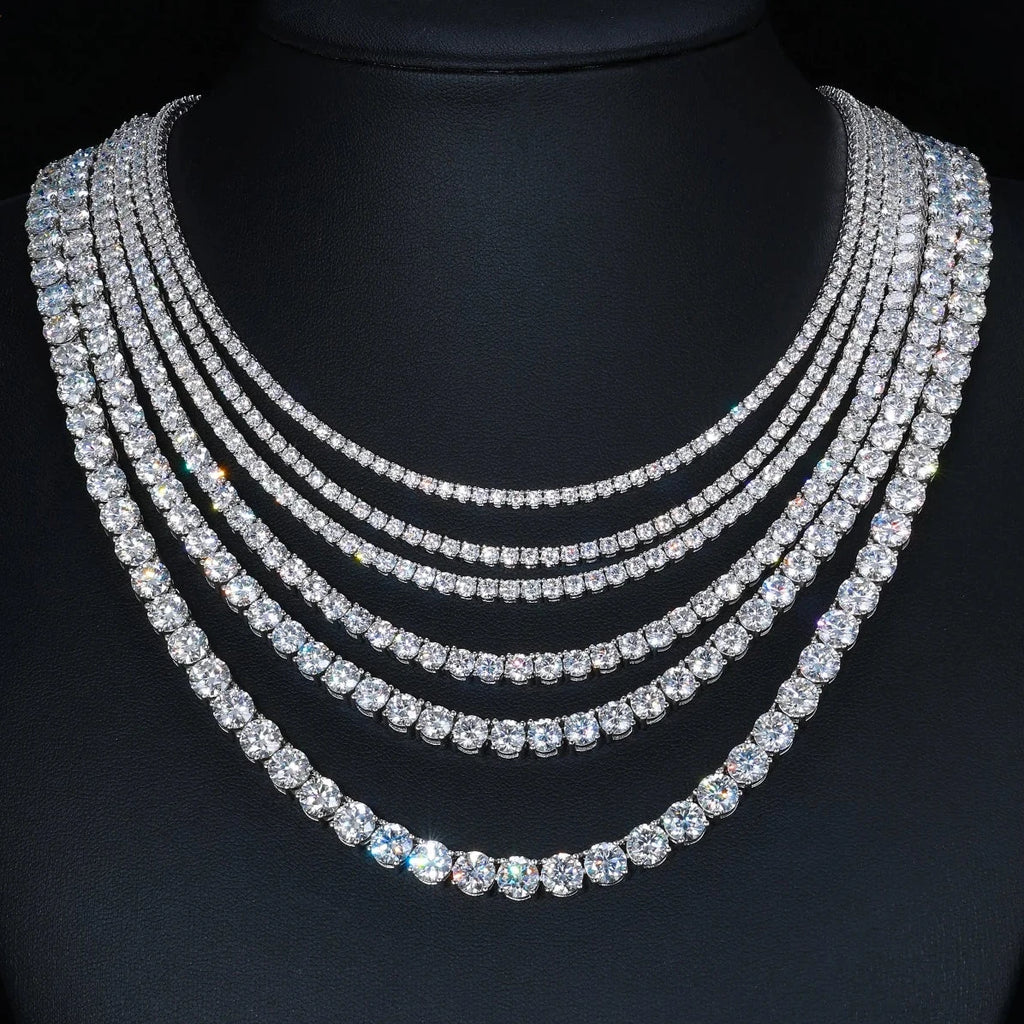 2mm - 6mm VVS1 D Moissanite Tennis Chain Necklace