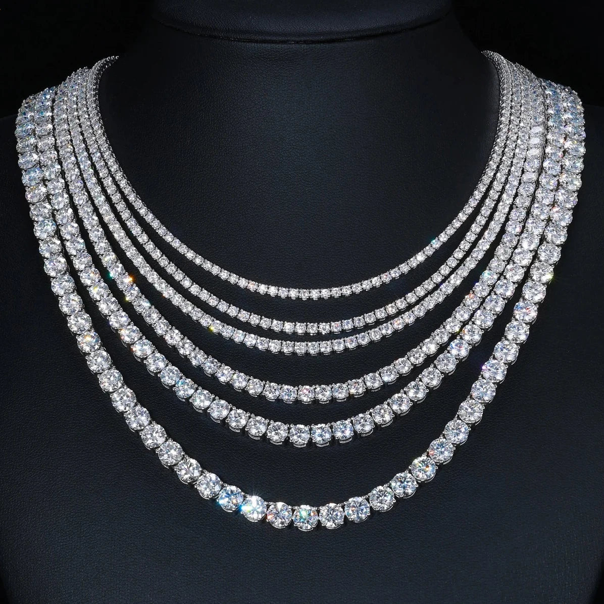 2mm - 6mm VVS1 D Moissanite Tennis Chain Necklace