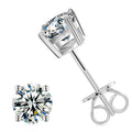 VVS Moissanite Color D 925 Sterling Silver 18K Gold Plated Round Brilliant Cut Stud Screw Back Earrings
