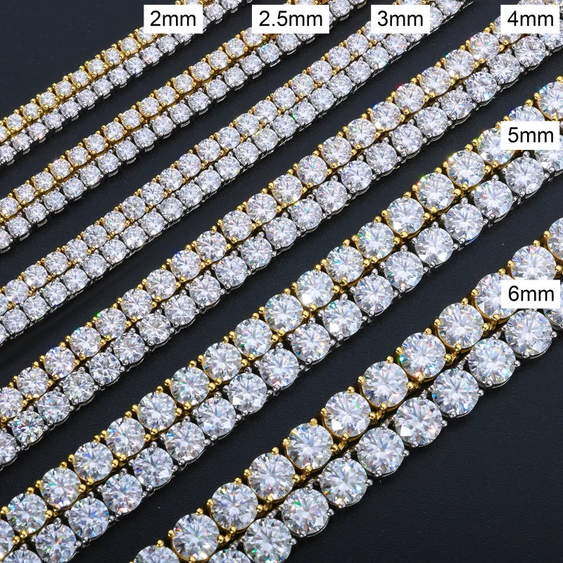 2mm - 6mm VVS1 D Moissanite Tennis Chain Necklace